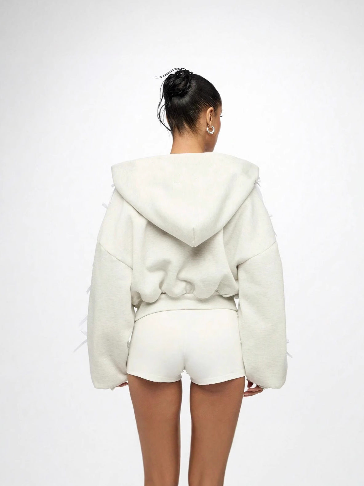 Hoodie Women's Relaxed Fit with Ruffle Accents | L&S - 5 - London-stylehouse.com