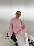 Women's High Neck Ribbed Pullover with Zip | L&S - 1 - London-stylehouse.com