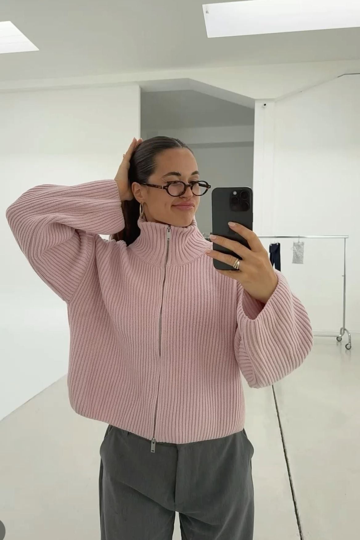 Women's High Neck Ribbed Pullover with Zip | L&S - 6 - London-stylehouse.com