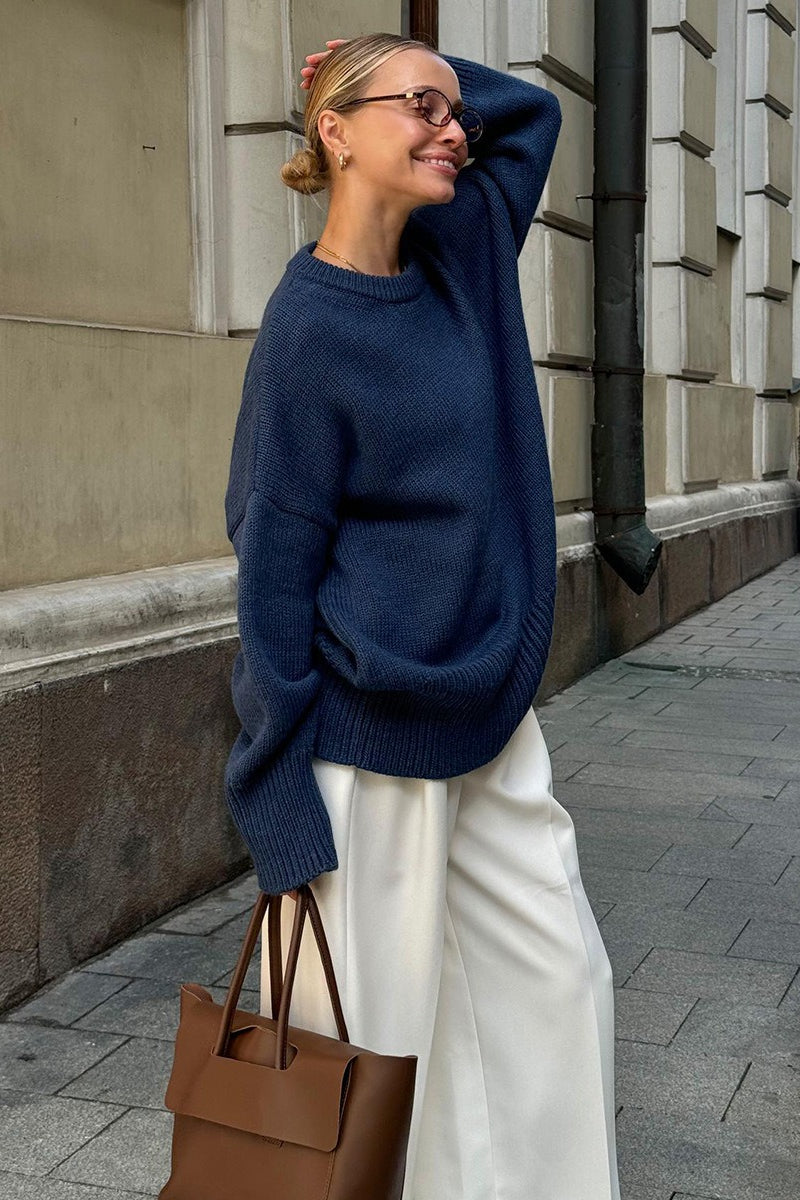 Pullover Women's Relaxed Fit with Ribbed Detailing | L&S - 9 - London-stylehouse.com