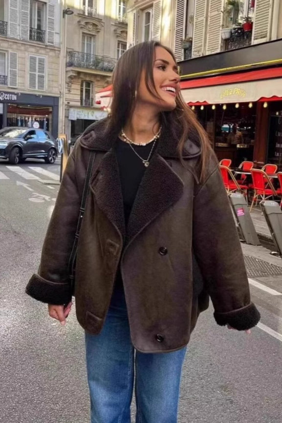 Jacket Women's Relaxed Fit with Broad Lapels and Button Closure | L&S - 2 - London-stylehouse.com