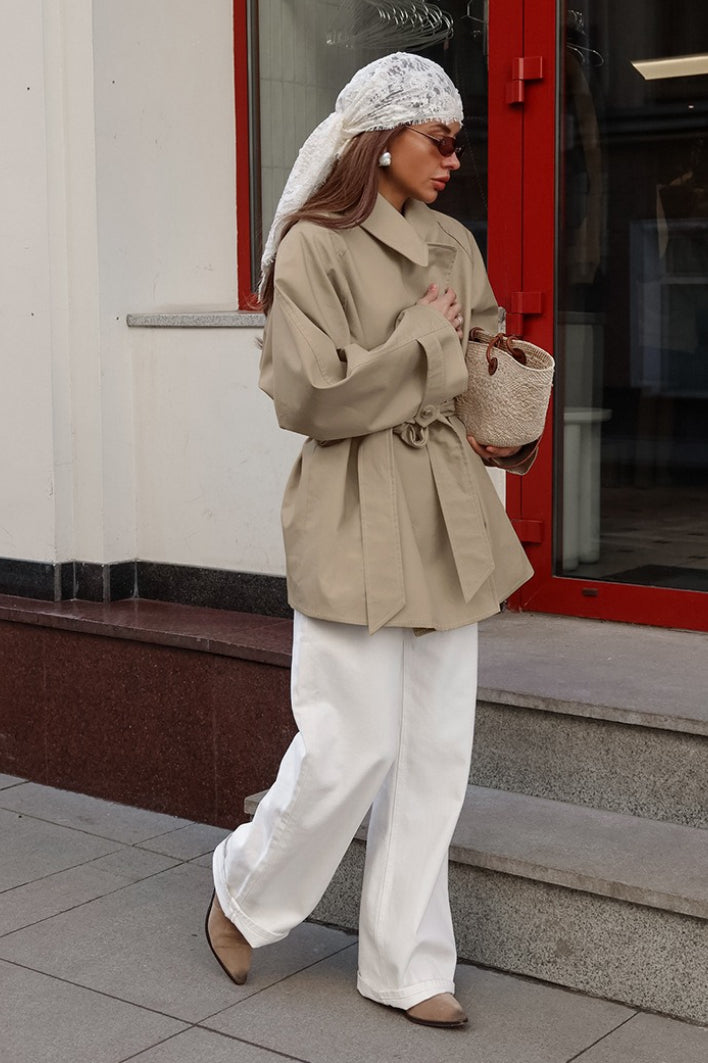 Jacket Women's Relaxed Fit with Belted Waist | L&S - 3 - London-stylehouse.com