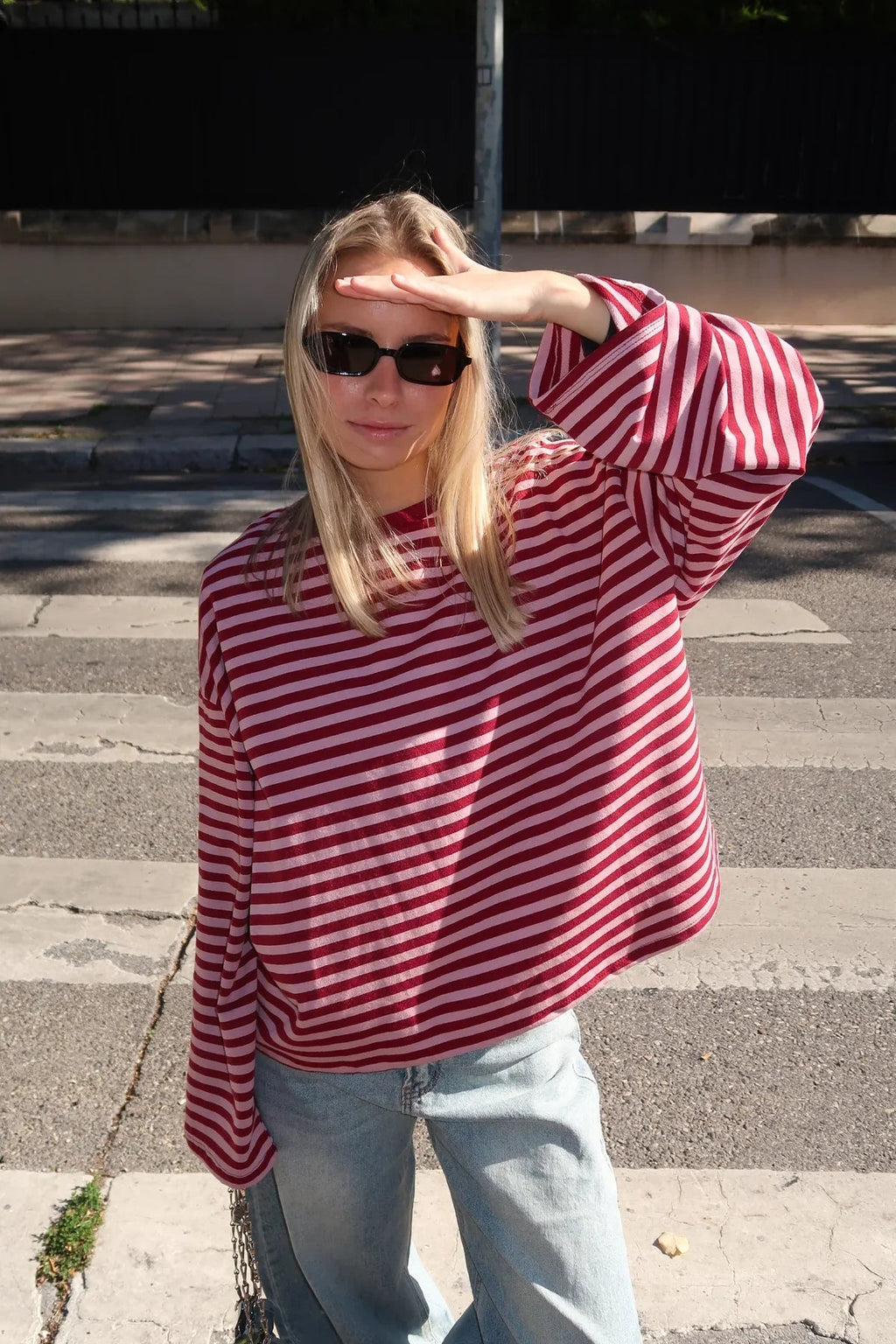 Striped Women's Pullover with Relaxed Fit | L&S - 1 - London-stylehouse.com