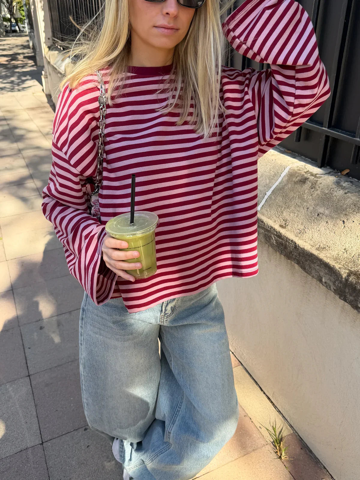 Striped Women's Pullover with Relaxed Fit | L&S - 3 - London-stylehouse.com