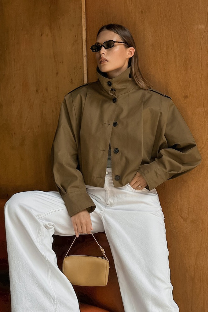 Women's Oversized Jacket with Balloon Sleeves | L&S - 4 - London-stylehouse.com