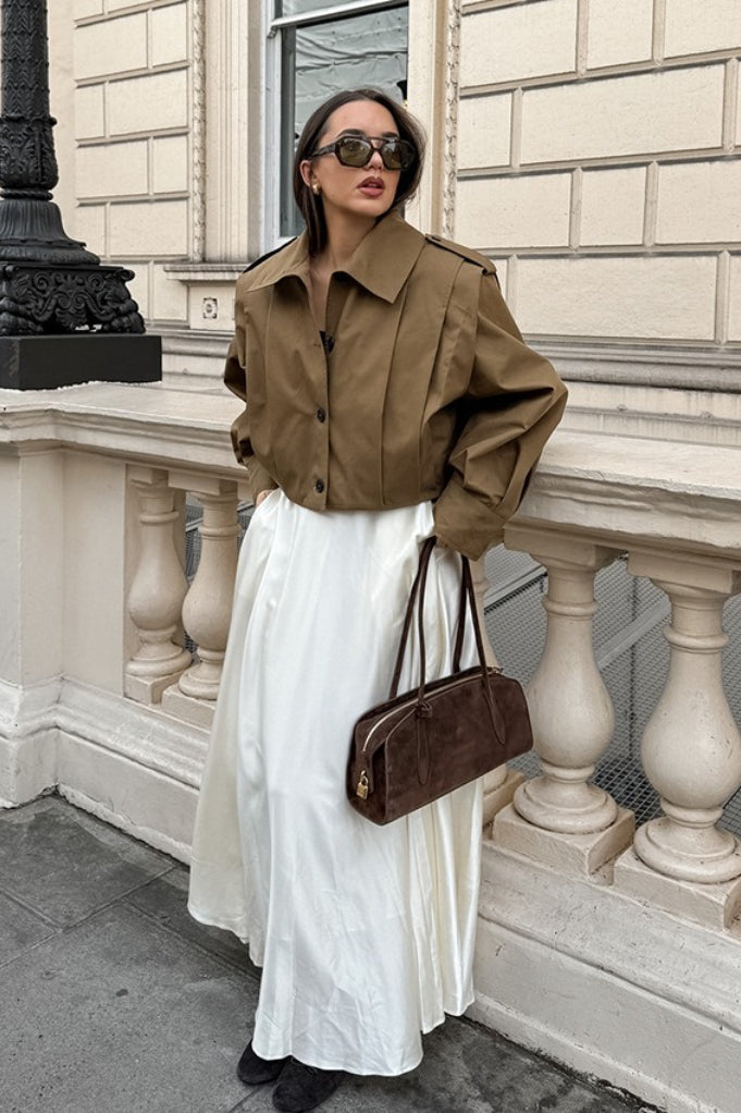 Women's Oversized Jacket with Balloon Sleeves | L&S - 5 - London-stylehouse.com