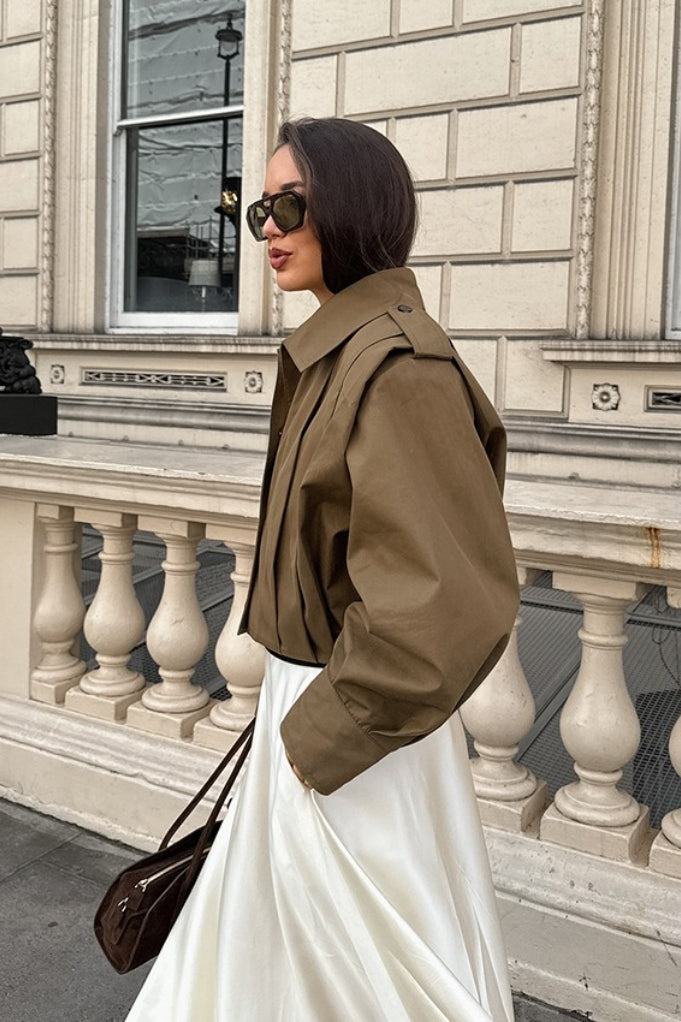Women's Oversized Jacket with Balloon Sleeves | L&S - 6 - London-stylehouse.com