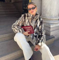 Faux Fur Coat Women's Cropped Design with Textured Finish | L&S - 1 - London-stylehouse.com