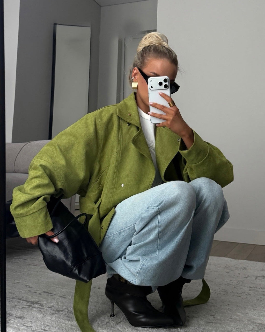Women's Belted High Collar Jacket with Relaxed Fit | L&S - 6 - London-stylehouse.com