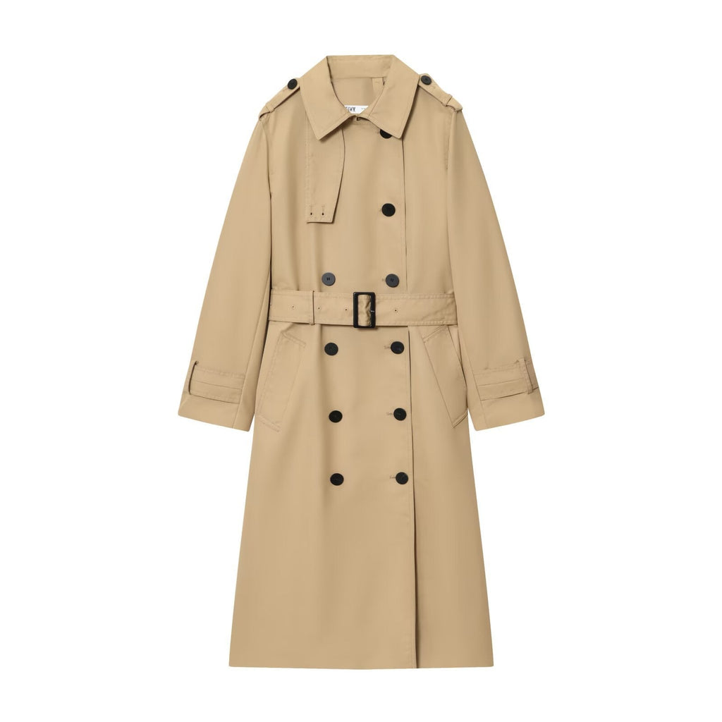 Trench Coat Women's Double-Breasted with Waist Belt | L&S - 1 - London-stylehouse.com