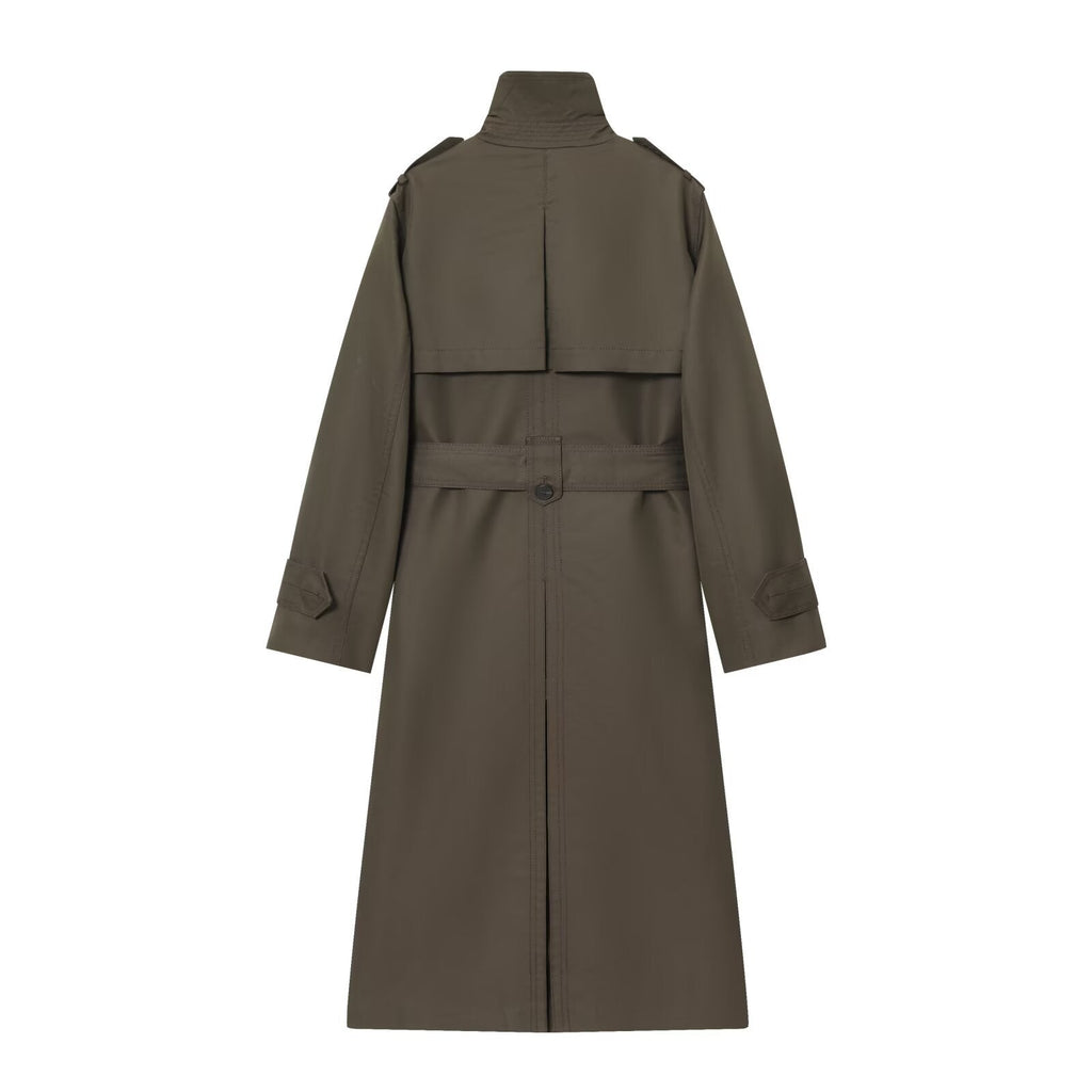 Trench Coat Women's Double-Breasted with Waist Belt | L&S - 4 - London-stylehouse.com