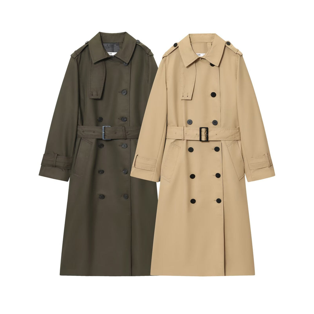 Trench Coat Women's Double-Breasted with Waist Belt | L&S - 5 - London-stylehouse.com
