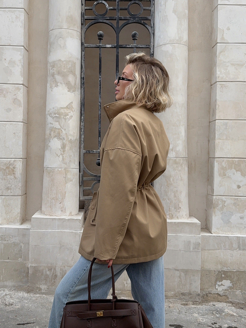 Women's Relaxed Fit Jacket with Adjustable Waist | L&S - 2 - London-stylehouse.com