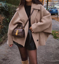 Women's Oversized Jacket with Wide Lapels and Button Fastening | L&S - 1 - London-stylehouse.com