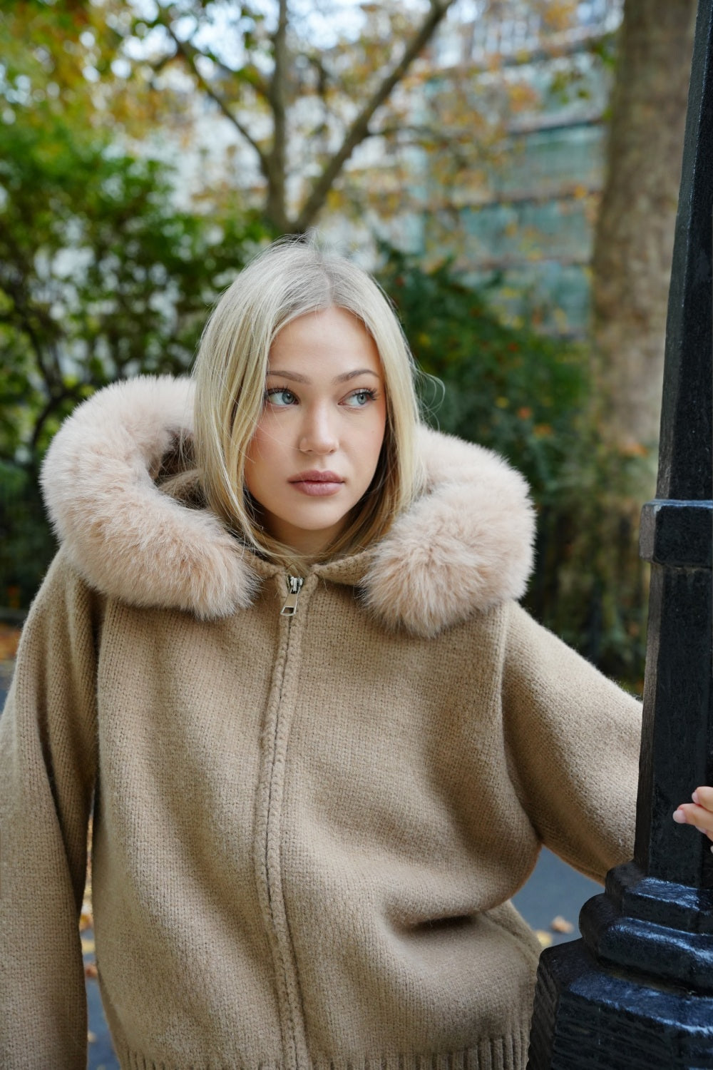 Women's Hooded Cardigan with Plush Trim | L&S - 2 - London-stylehouse.com