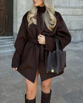 Women's Belted Jacket with Oversized Fit and Contemporary Design | L&S - 1 - London-stylehouse.com