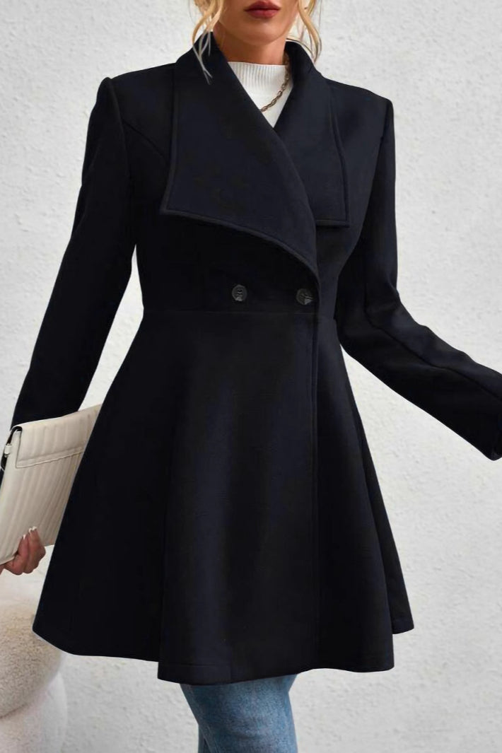 Coat Women's Tailored Waterfall Design with Double-Breasted Closure | L&S - 2 - London-stylehouse.com