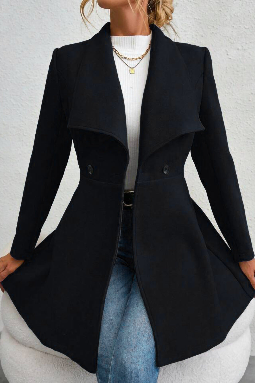 Coat Women's Tailored Waterfall Design with Double-Breasted Closure | L&S - 3 - London-stylehouse.com