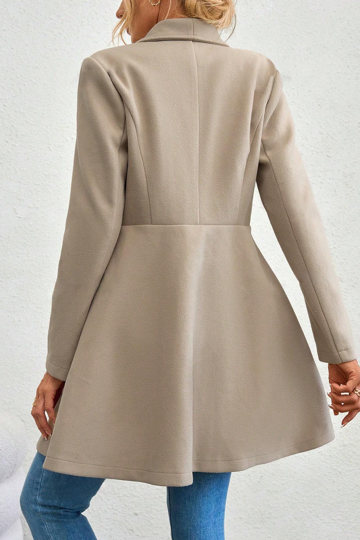 Coat Women's Tailored Waterfall Design with Double-Breasted Closure | L&S - 8 - London-stylehouse.com