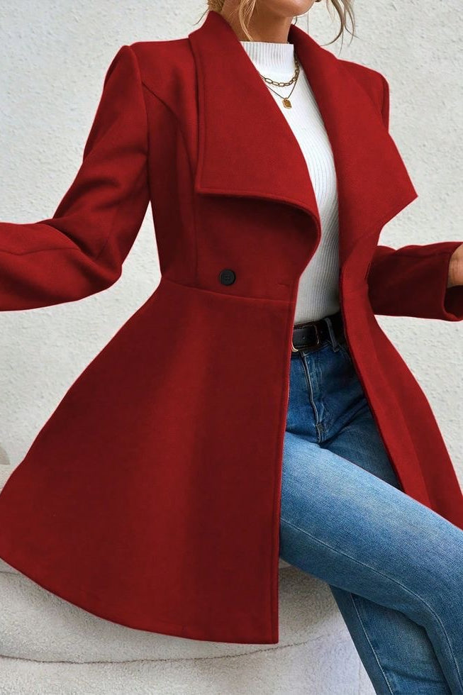 Coat Women's Tailored Waterfall Design with Double-Breasted Closure | L&S - 11 - London-stylehouse.com
