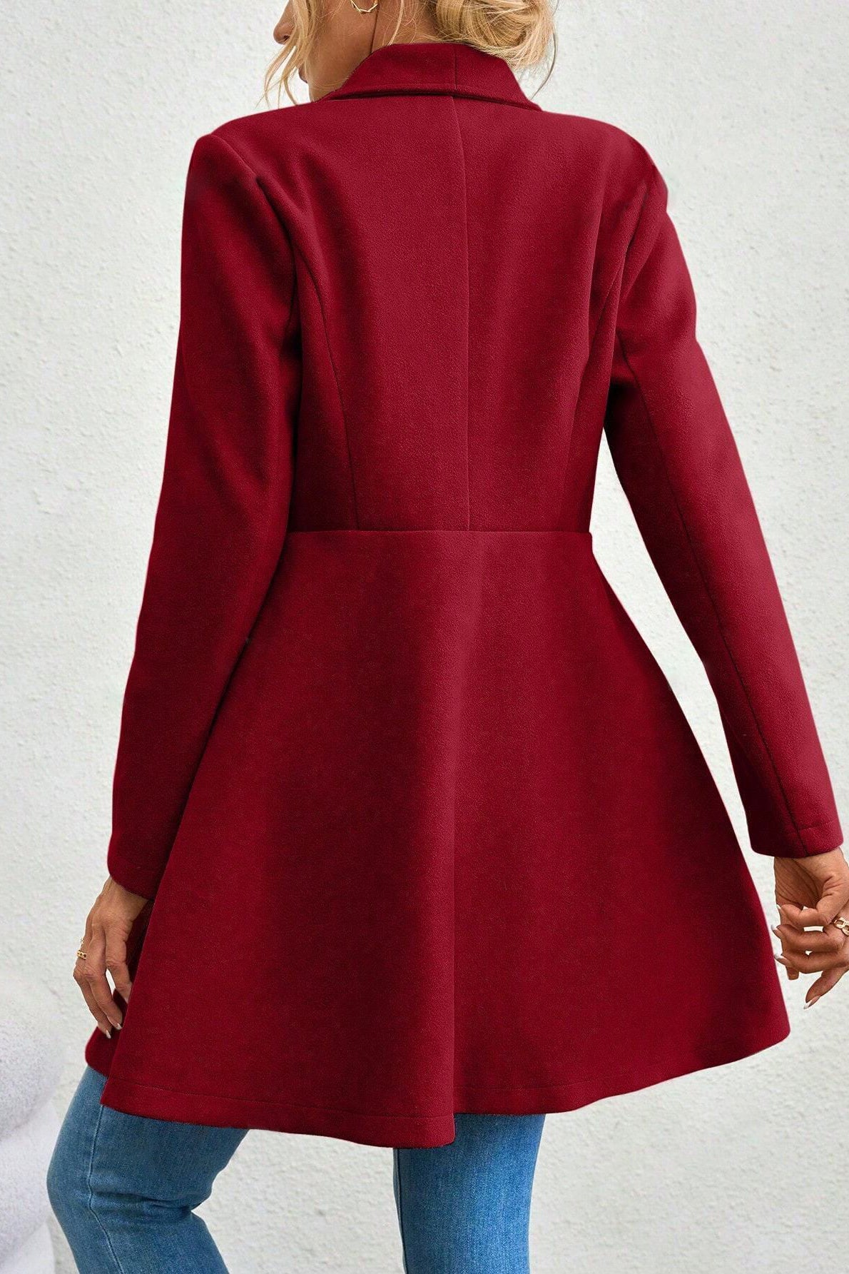 Coat Women's Tailored Waterfall Design with Double-Breasted Closure | L&S - 12 - London-stylehouse.com
