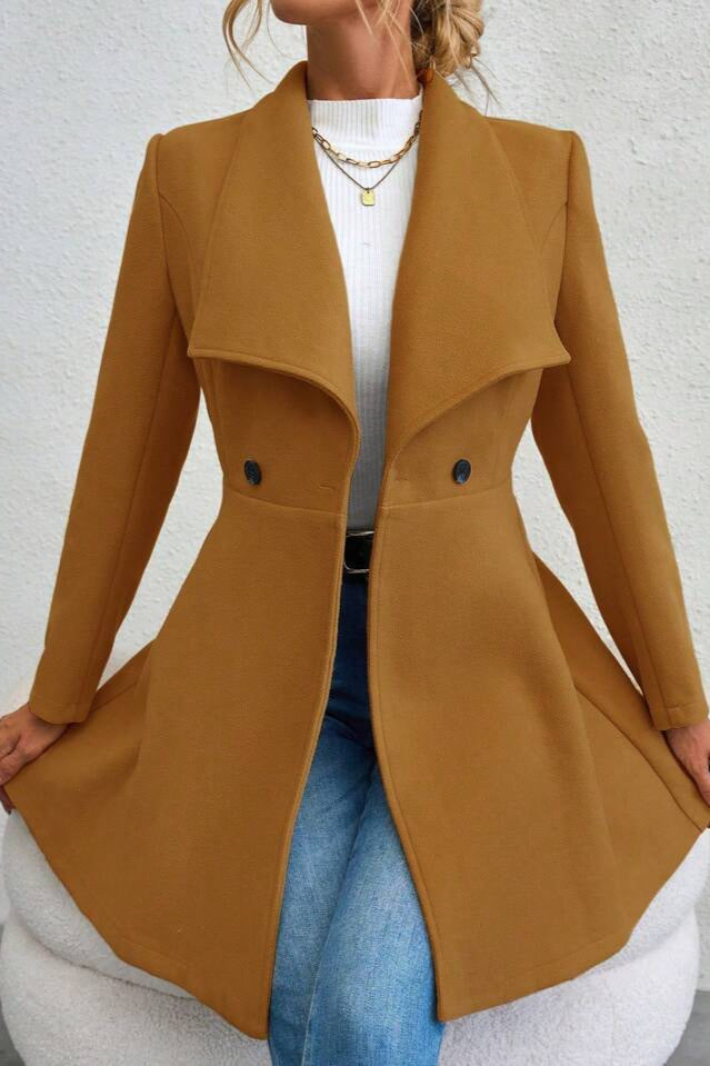 Coat Women's Tailored Waterfall Design with Double-Breasted Closure | L&S - 15 - London-stylehouse.com