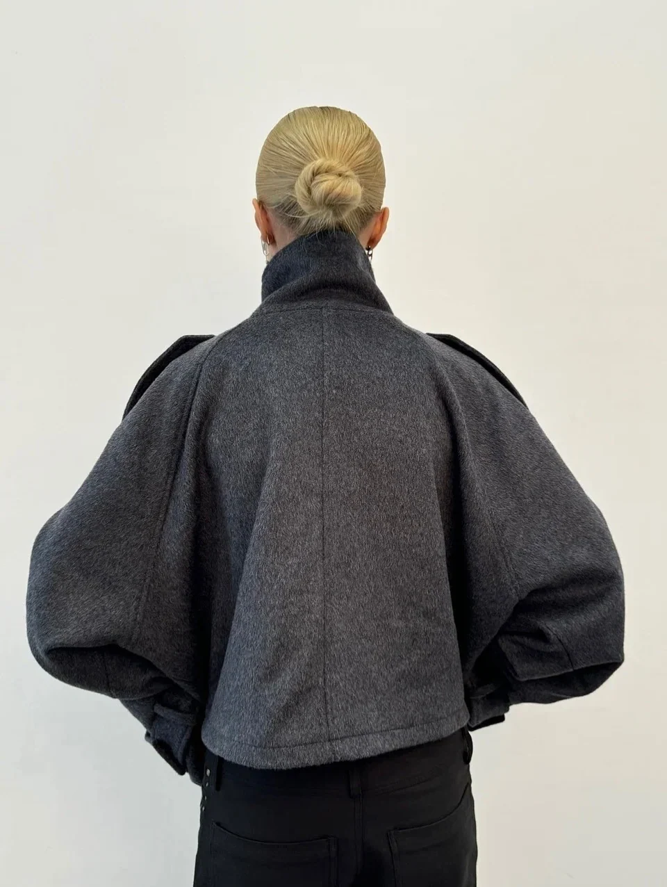 Jacket Women's Oversized Fit with High Collar and Button Detail | L&S - 3 - London-stylehouse.com