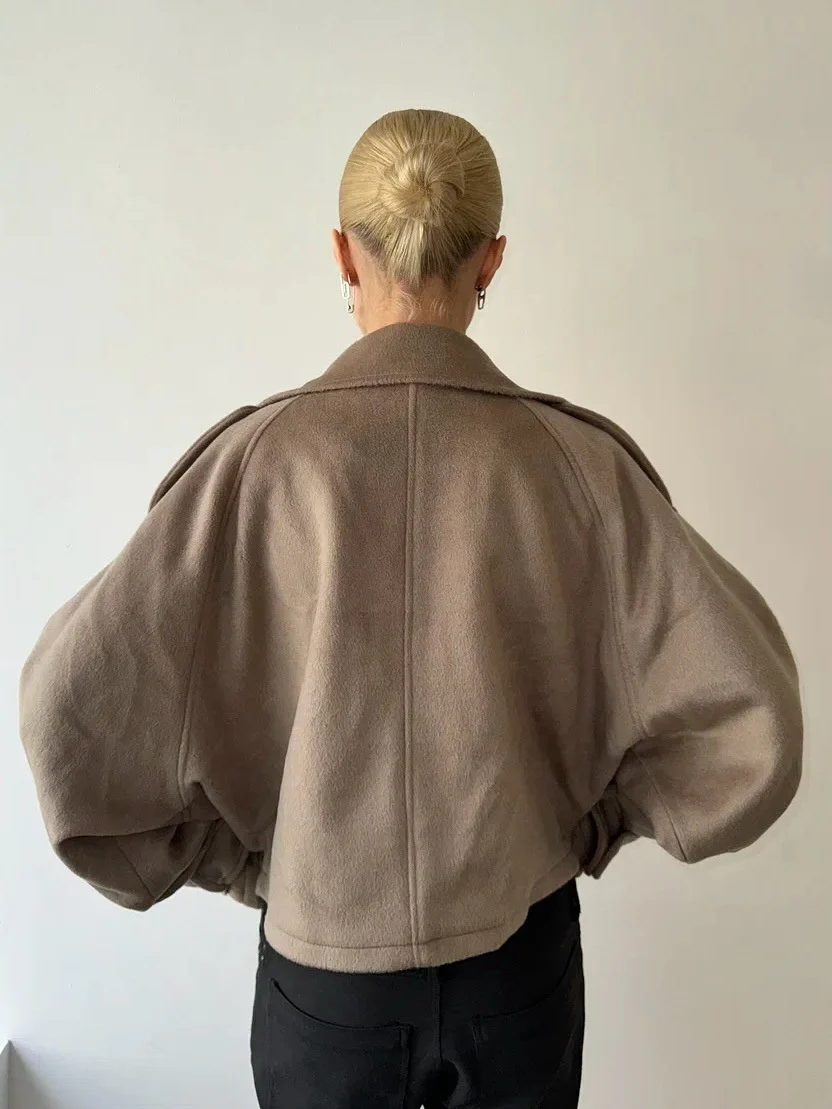 Jacket Women's Oversized Fit with High Collar and Button Detail | L&S - 6 - London-stylehouse.com