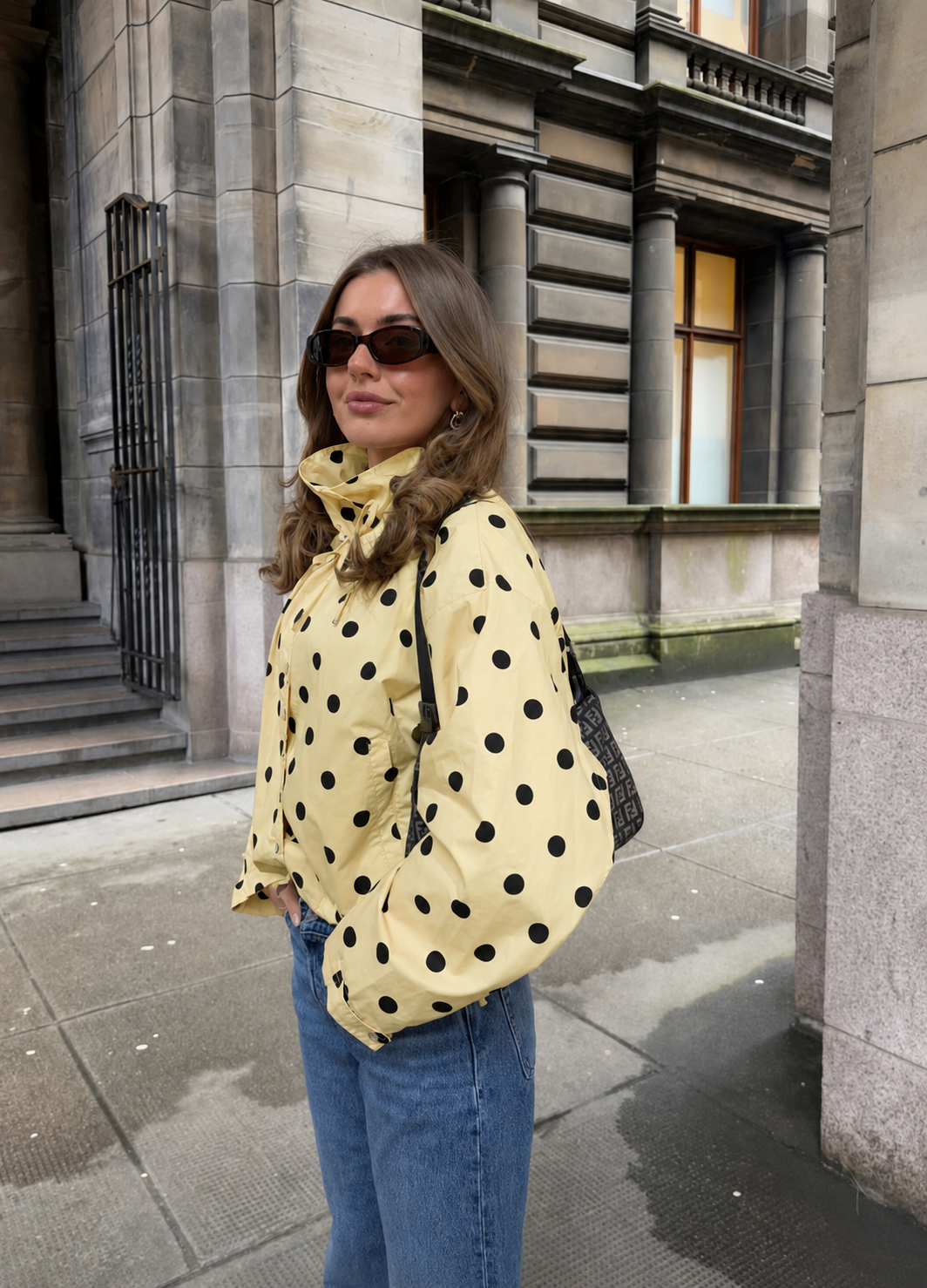 Polka Dot Blouse Women's High Collar with Puff Sleeves | L&S - 2 - London-stylehouse.com