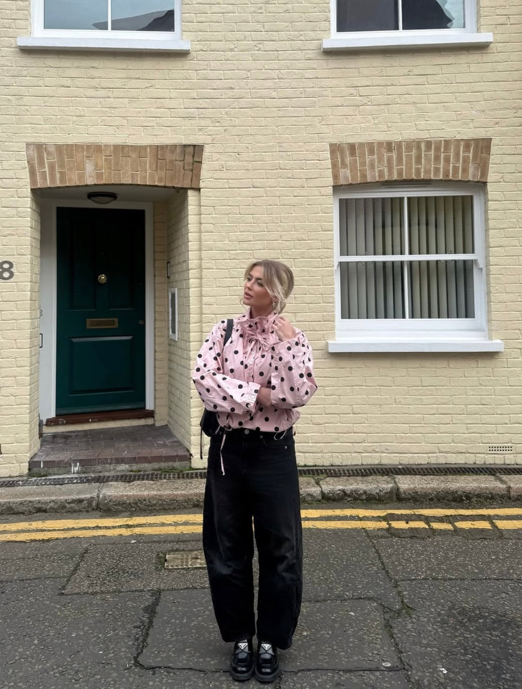 Polka Dot Blouse Women's High Collar with Puff Sleeves | L&S - 5 - London-stylehouse.com