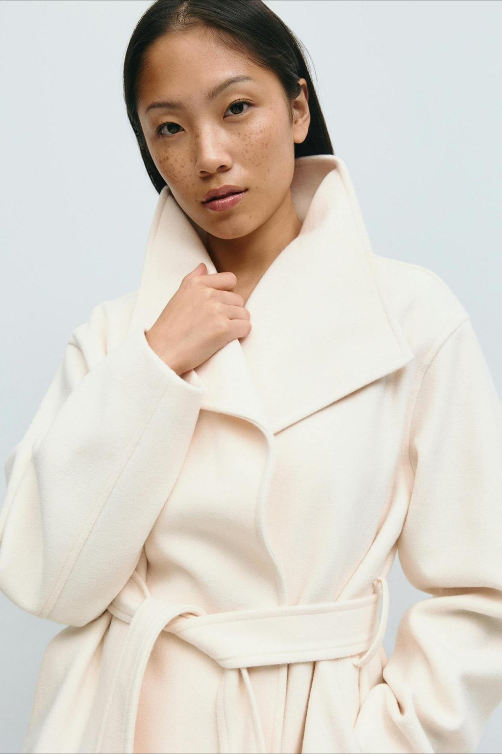 Jacket Women's Relaxed Fit with High Collar and Belt | L&S - 2 - London-stylehouse.com