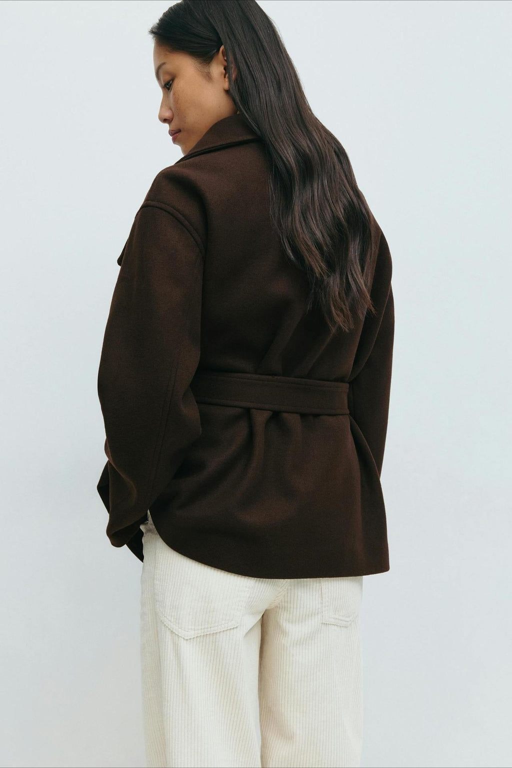 Jacket Women's Relaxed Fit with High Collar and Belt | L&S - 8 - London-stylehouse.com