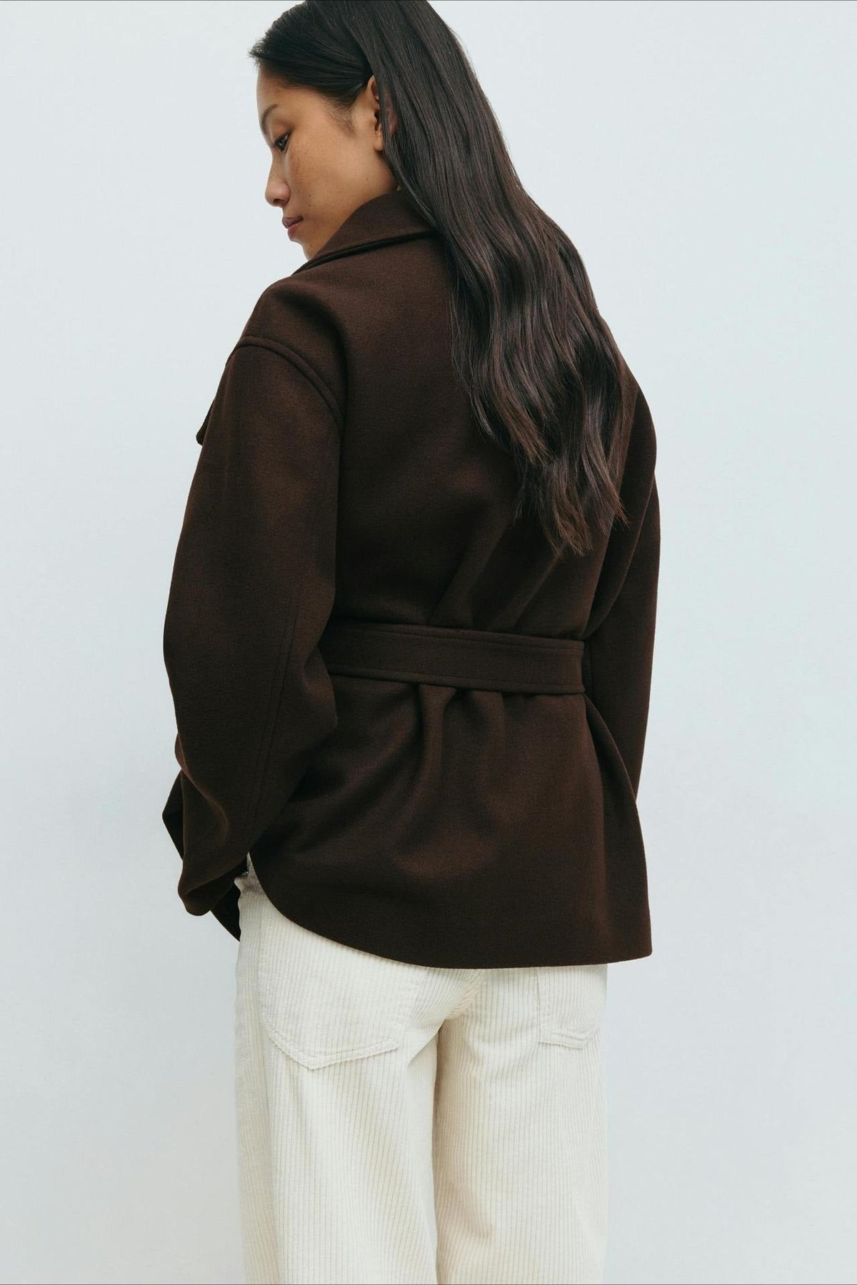 Jacket Women's Relaxed Fit with High Collar and Belt | L&S - 8 - London-stylehouse.com