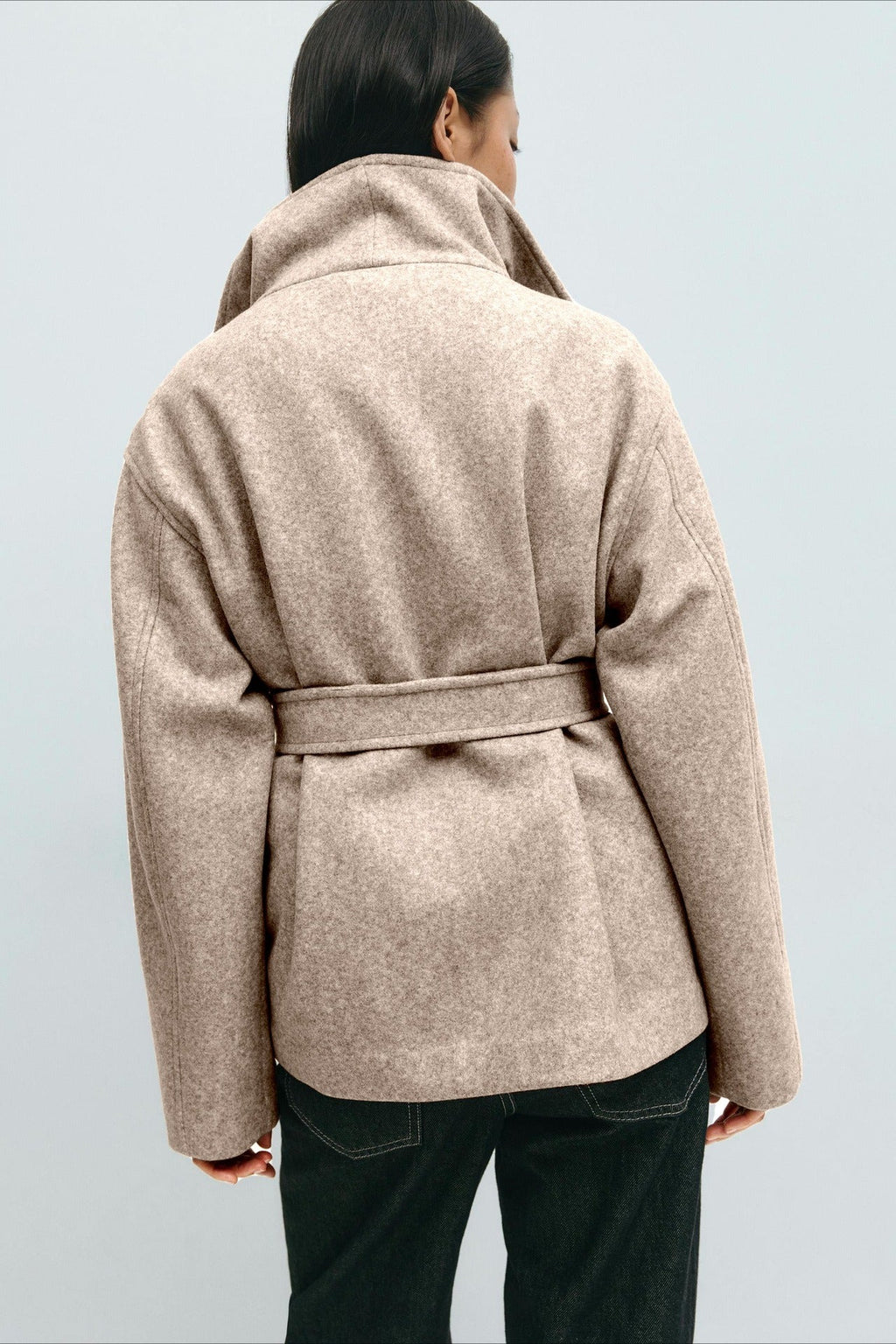 Jacket Women's Relaxed Fit with High Collar and Belt | L&S - 15 - London-stylehouse.com
