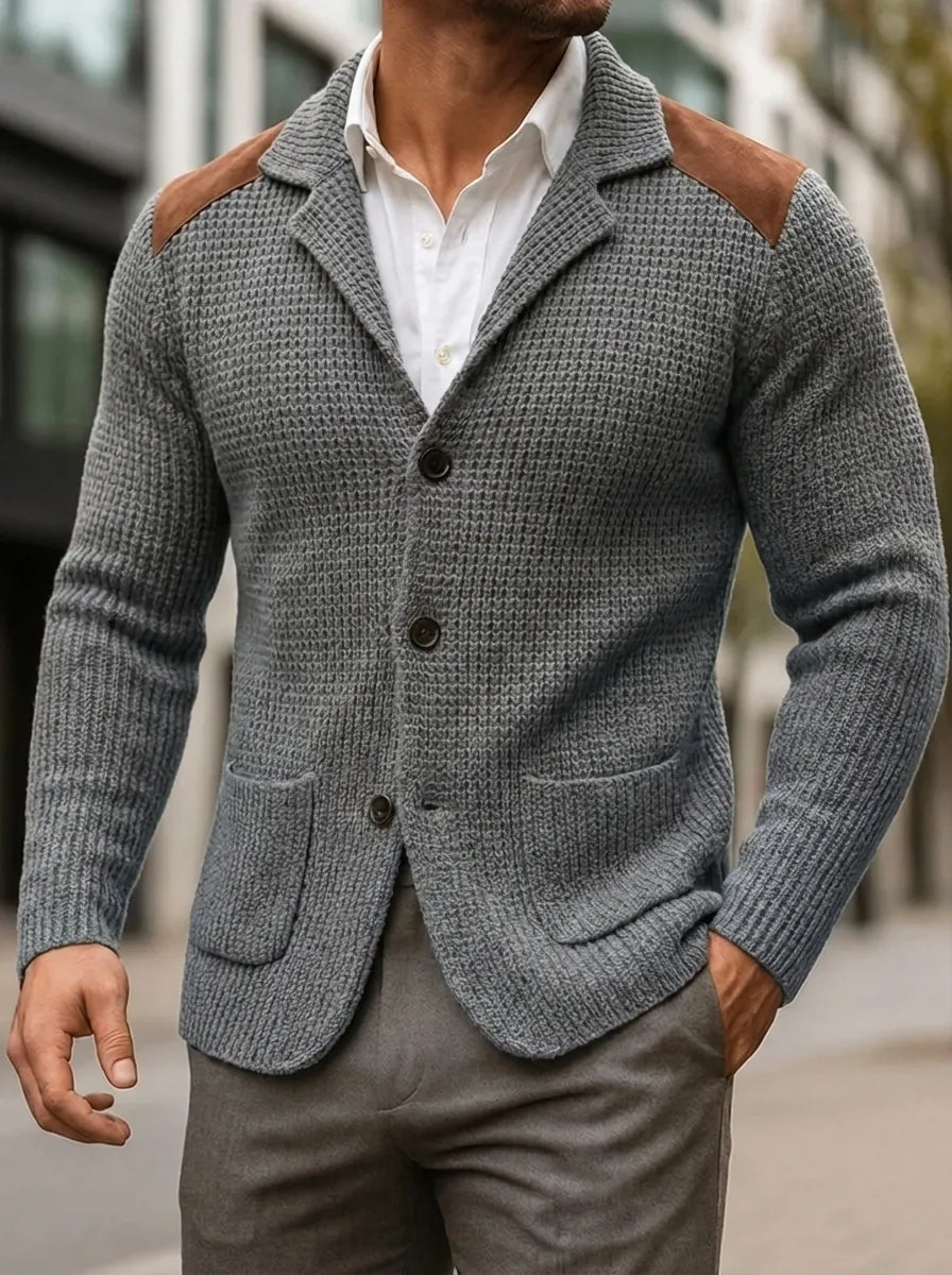 Men's Textured Jacket with Leather Accents | L&S - 3 - London-stylehouse.com