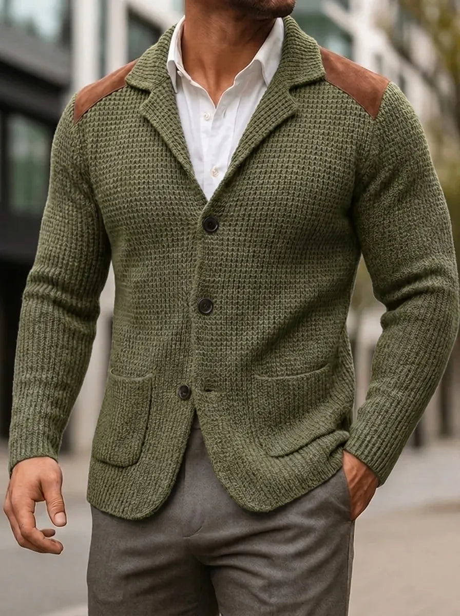 Men's Textured Jacket with Leather Accents | L&S - 6 - London-stylehouse.com