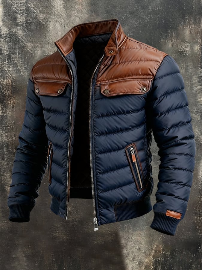 Men's Insulated Jacket with Tailored Fit and Stylish Contrast Details | L&S - 1 - London-stylehouse.com