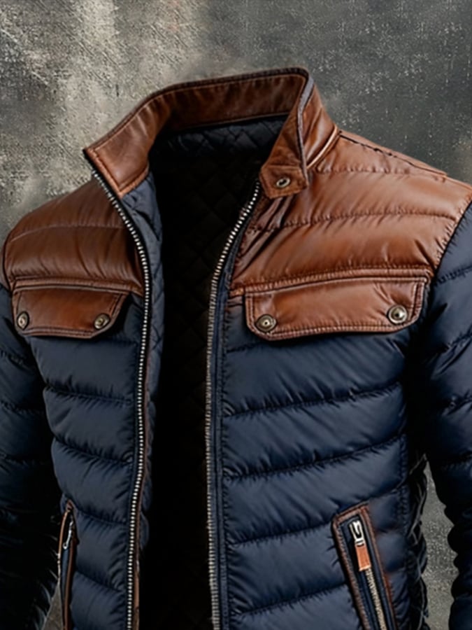 Men's Insulated Jacket with Tailored Fit and Stylish Contrast Details | L&S - 2 - London-stylehouse.com