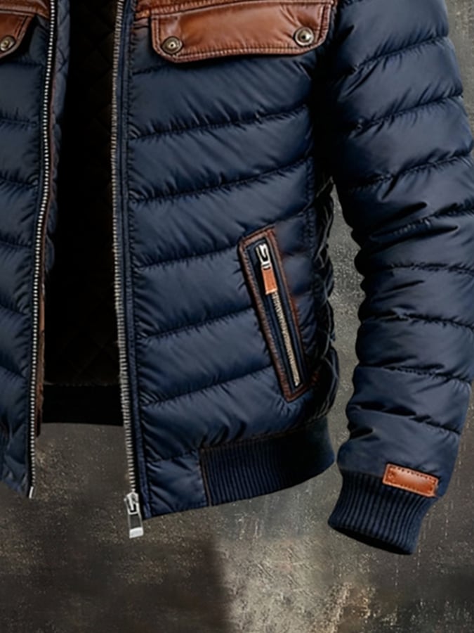 Men's Insulated Jacket with Tailored Fit and Stylish Contrast Details | L&S - 3 - London-stylehouse.com