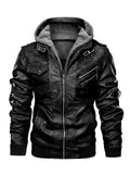 Men's Hooded Leather Jacket with Contemporary Cut | L&S - 4 - London-stylehouse.com
