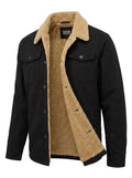 Men's Casual Jacket with Teddy Fur Collar and Button Front | L&S - 4 - London-stylehouse.com