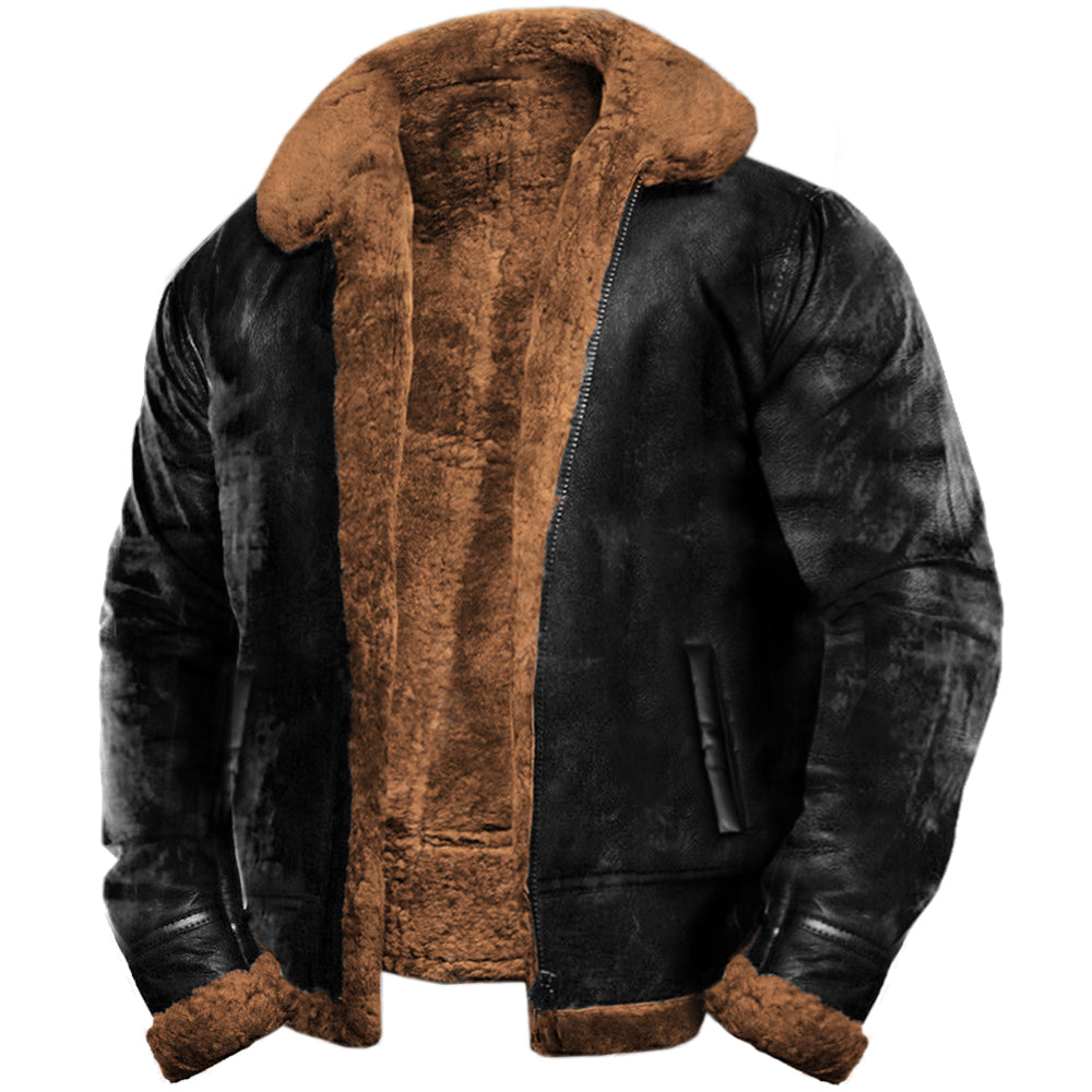 Men's Aviator Jacket with Plush Lining | L&S - 1 - London-stylehouse.com