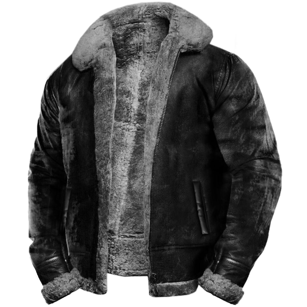 Men's Aviator Jacket with Plush Lining | L&S - 3 - London-stylehouse.com