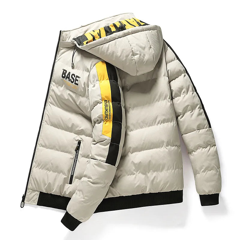Men's Hooded Puffer Jacket with Bold Detailing | L&S - 3 - London-stylehouse.com