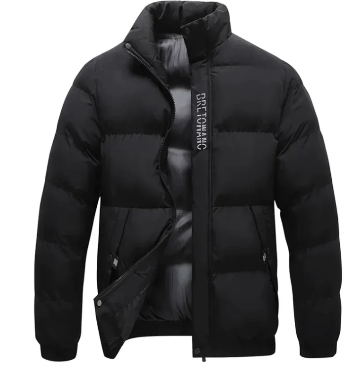 Men's Puffer Jacket with Stand-Up Collar and Zip Closure | L&S - 2 - London-stylehouse.com