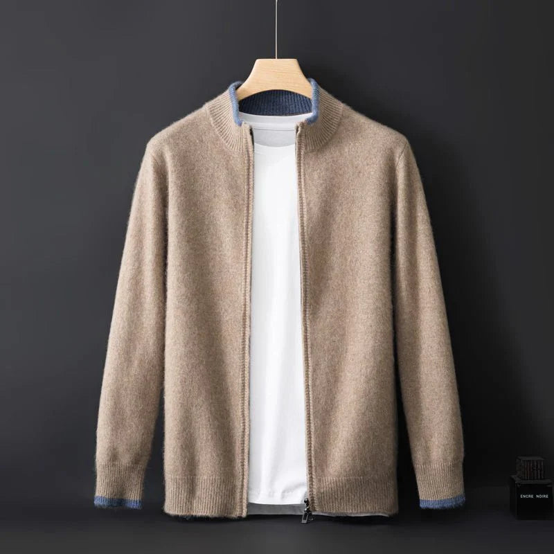 Men's Classic Zip Jacket with Ribbed Collar | L&S - 2 - London-stylehouse.com