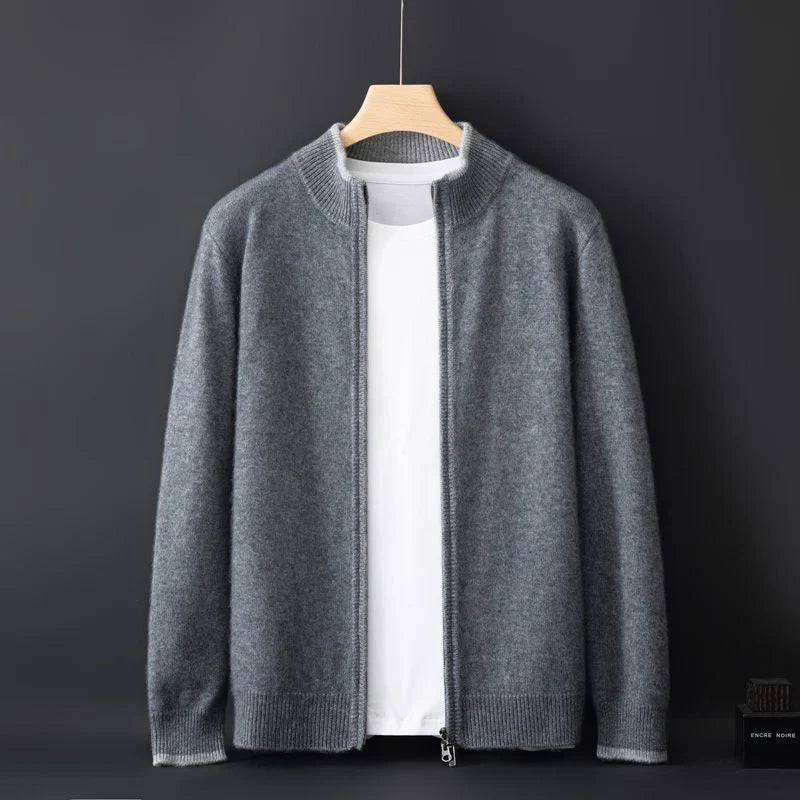 Men's Classic Zip Jacket with Ribbed Collar | L&S - 5 - London-stylehouse.com