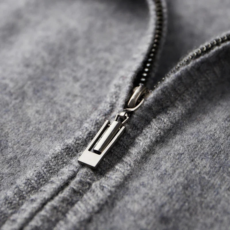 Men's Classic Zip Jacket with Ribbed Collar | L&S - 12 - London-stylehouse.com