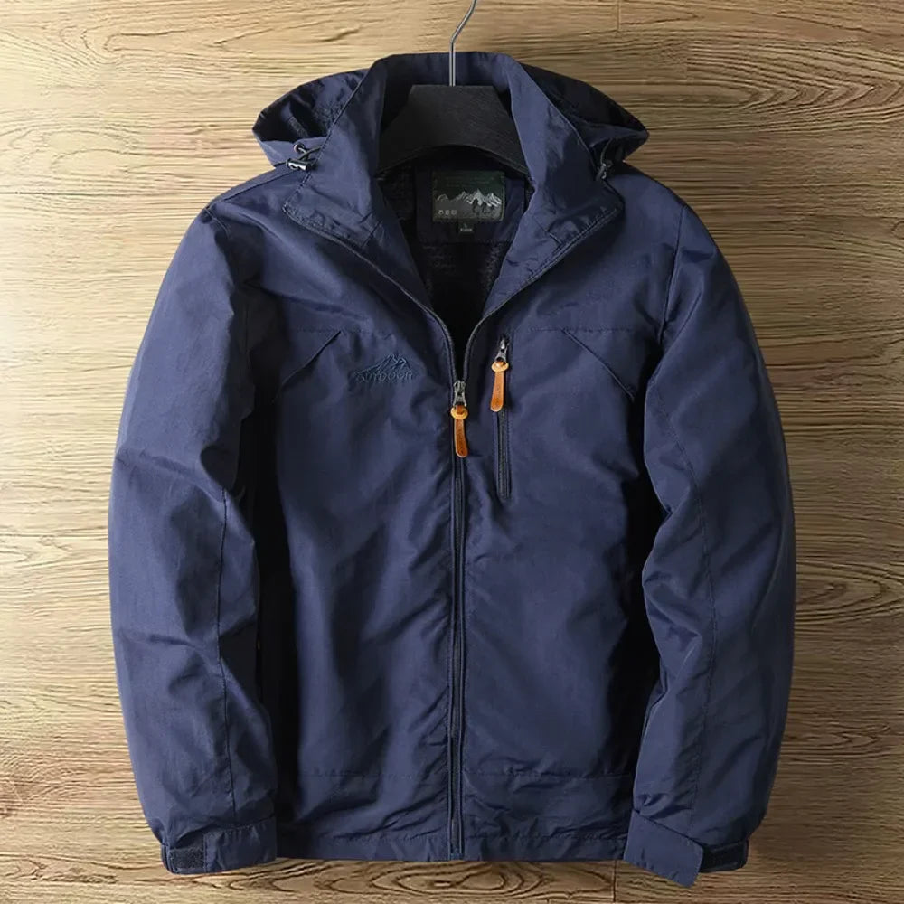 Men's Outdoor Jacket with Customisable Hood | L&S - 3 - London-stylehouse.com
