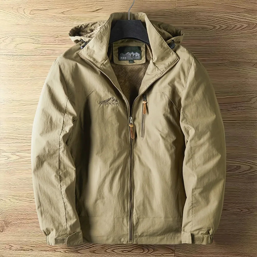Men's Outdoor Jacket with Customisable Hood | L&S - 4 - London-stylehouse.com
